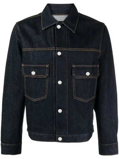 Helmut Lang Indigo Spread Collar Denim Jacket In Indigo Rinse