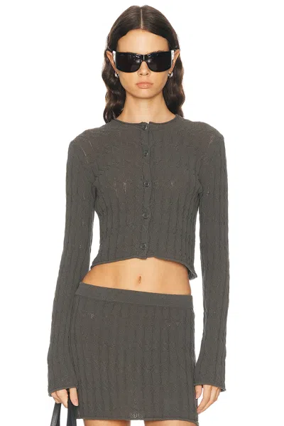 Helmut Lang Cable Crop Cardigan In Gray