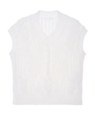 Helmut Lang Cable-knit Sleeveless Top In White