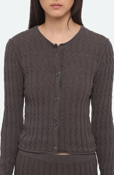 Helmut Lang Cable Stitch Crop Cardigan In Gray