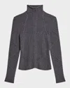 Helmut Lang Zephir Cable Stitch Turtleneck Wool Blend Sweater In Gray