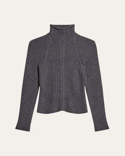 Helmut Lang Cable Turtleneck Sweater In Gray