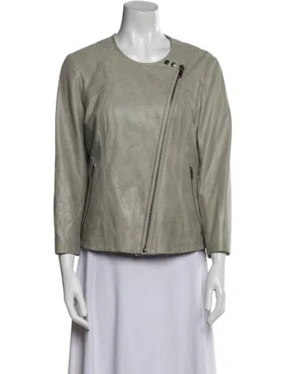 Pre-owned Helmut Lang Calf Leather Biker Jacket In Gray