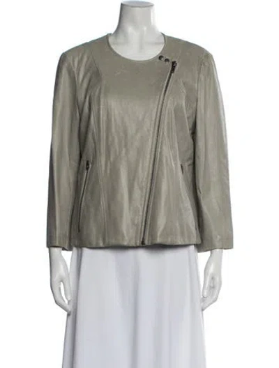 Pre-owned Helmut Lang Calf Leather Biker Jacket In Grey