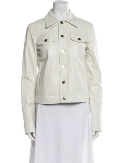 Pre-owned Helmut Lang Calf Leather Denim Jacket In White