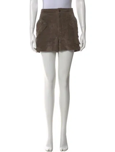 Pre-owned Helmut Lang Calf Leather Mini Shorts In Brown