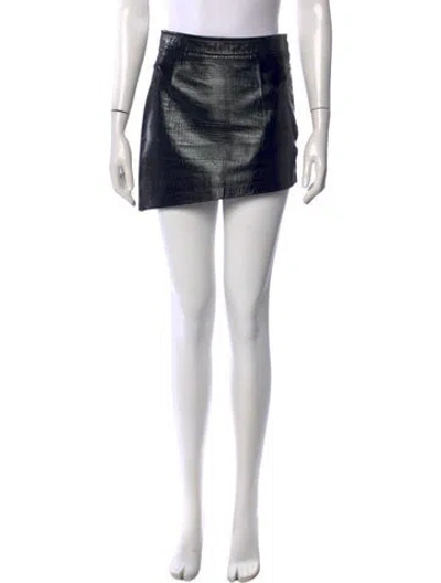 Pre-owned Helmut Lang Calf Leather Mini Skirt In Black