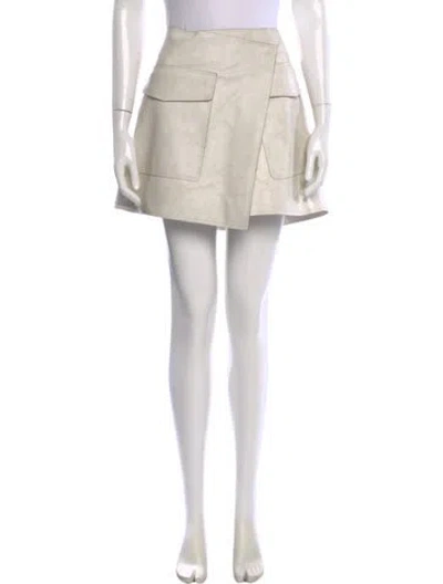 Pre-owned Helmut Lang Calf Leather Mini Skirt In Neutral