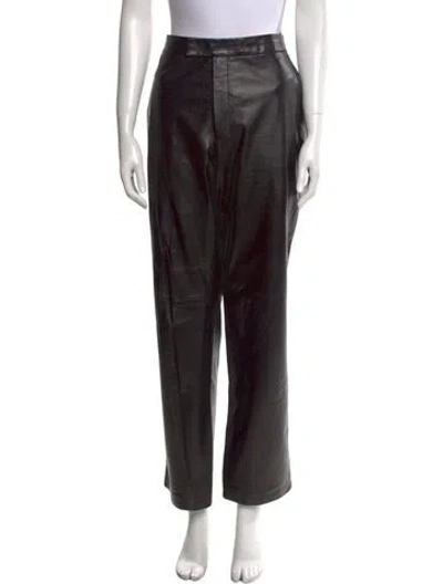 Pre-owned Helmut Lang Calf Leather Straight Leg Pants In Black