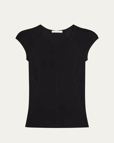 Helmut Lang Cap-sleeve Sport Tee In Black