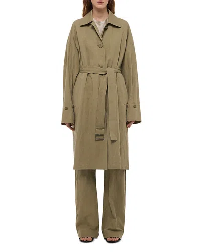 Helmut Lang Cape Trench Coat In Green