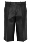 Helmut Lang Leather Zip Hem Trouser Shorts In Black