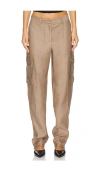 Helmut Lang Cargo Linen-blend Pant In 浮木白