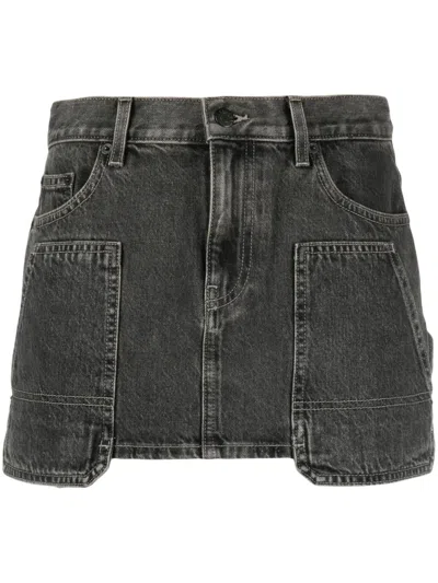Helmut Lang Black Carpenter Denim Miniskirt In Washed Charcoal