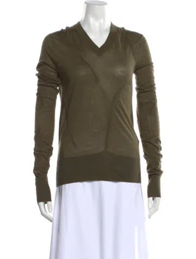 Pre-owned Helmut Lang Cashmere V-neck Sweater In Green