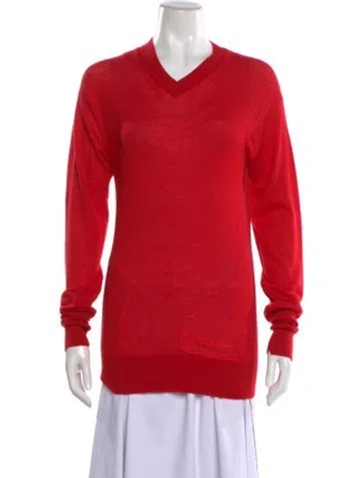 Pre-owned Helmut Lang Cashmere V-neck Sweater In Red