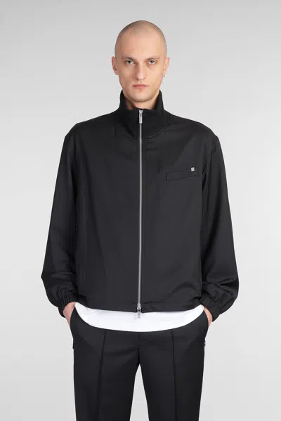 Helmut Lang Zip-up Wool Bomber Jacket In Black