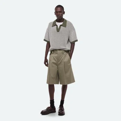 Helmut Lang Chino Pleated Shorts In Green