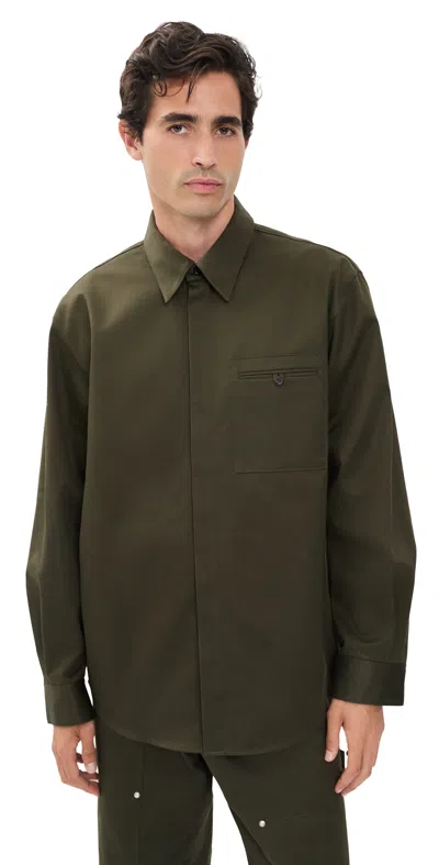 Helmut Lang Chino Twill Over Shirt Dark Moss