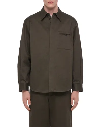 Helmut Lang Chino Twill Pocket Overshirt In Brown