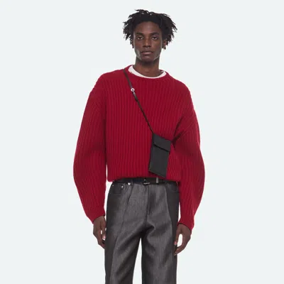 Helmut Lang Chunky Mock-neck Sweater In Red