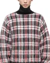 Helmut Lang Plaid Brushed Oversize Turtleneck Sweater In Black Checkered