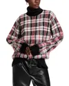 Helmut Lang Brushed Plaid Turtleneck Sweater In Medium Red Check