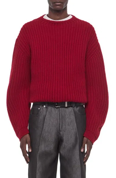 Helmut Lang Chunky Ribbed Mock Neck Sweater In Dahlia