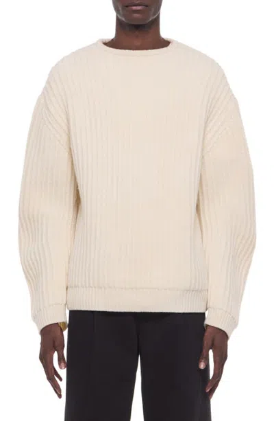 Helmut Lang Chunky Ribbed Mock Neck Sweater In Ivory