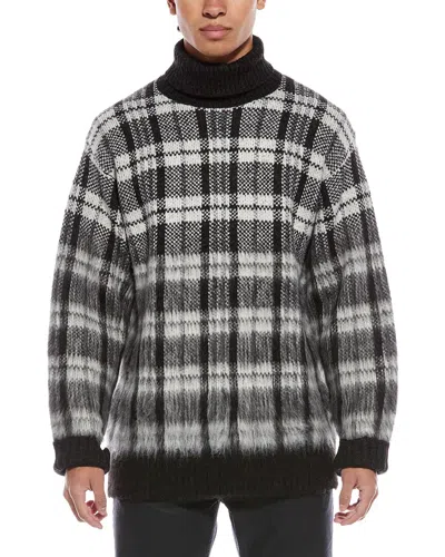 Helmut Lang Plaid Brushed Oversize Turtleneck Sweater In Medium Red Check