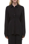 Helmut Lang Cinched Long Sleeve Shirt In Black