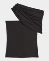 Helmut Lang Cloud Jersey Asymmetric Sash Top In Black