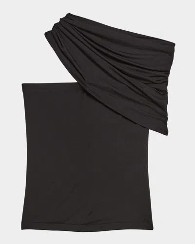 Helmut Lang Cloud Jersey Asymmetric Sash Top In Black