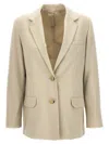 Helmut Lang Single-breasted Wool Blend Blazer In Neutral
