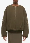 Helmut Lang Cocoon Padded Bomber Jacket In Green
