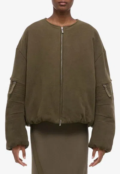 Helmut Lang Cocoon Padded Bomber Jacket In Olive