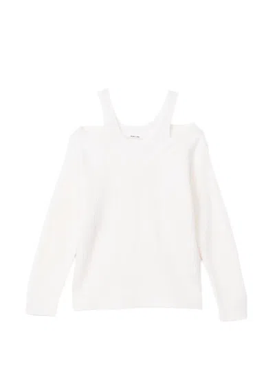 Helmut Lang Cold-shoulder Ribbed Sweater In White