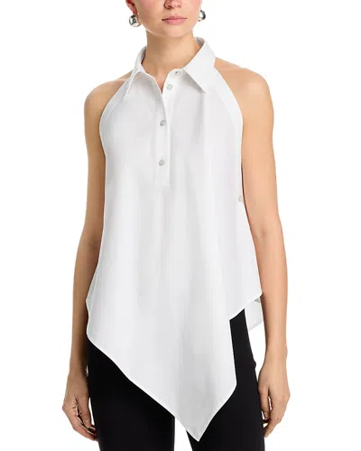 Helmut Lang Collared Scarf Top In White