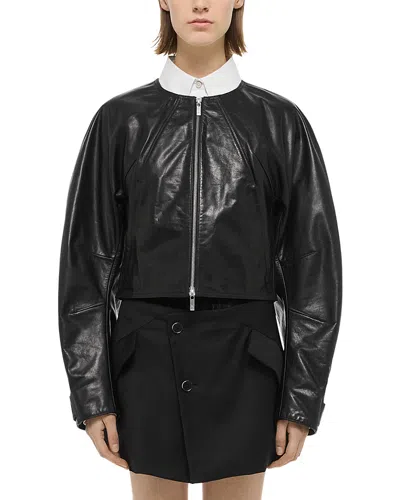 HELMUT LANG COLLARLESS LEATHER JACKET