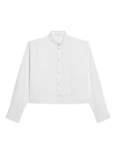 Helmut Lang Collarless Tux Shirt In White