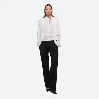 Helmut Lang Collarless Tux Shirt In White