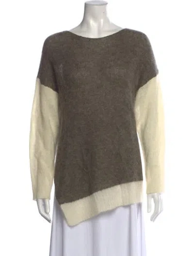 Pre-owned Helmut Lang Colorblock Pattern Bateau Neckline Sweater In Brown