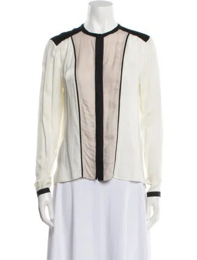 Pre-owned Helmut Lang Colorblock Pattern Crew Neck Button-up Top In Neutral