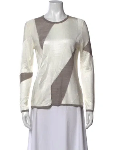 Pre-owned Helmut Lang Colorblock Pattern Crew Neck Top In Neutrals