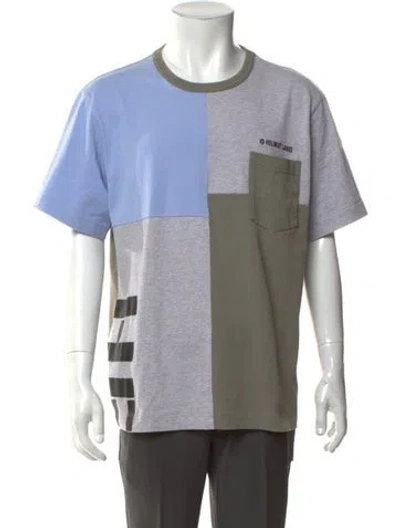 Pre-owned Helmut Lang Colorblock Pattern Crew Neck T-shirt In Grey