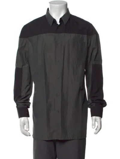 Pre-owned Helmut Lang Colorblock Pattern Long Sleeve Shirt In Grey