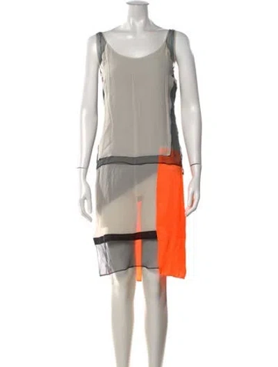 Pre-owned Helmut Lang Colorblock Pattern Midi Length Dress In Black
