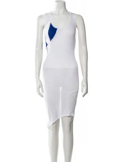 Pre-owned Helmut Lang Colorblock Pattern Midi Length Dress In White