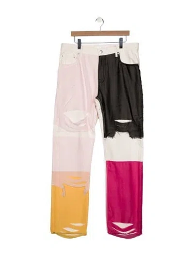 Pre-owned Helmut Lang Colorblock Pattern Straight Leg Pants W/ Tags In Neutral