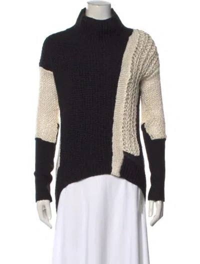 Pre-owned Helmut Lang Colorblock Pattern Turtleneck Sweater In Black